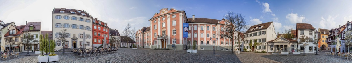 Meersburg Square in front of the new castle Panorama 360 degrees Germany