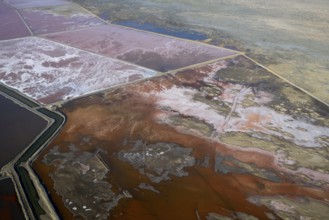 Saltworks, salt production, aerial view, Walfish Bay, Erongo region, Namibia, Africa