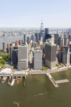 New York City Manhattan skyline with World Trade Center skyscraper aerial view in New York, USA,