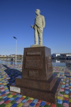 Statue, Benito Quinquela Martín, Argentinian painter, La Boca district, Buenos Aires, Argentina,