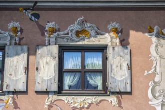 Lüftlmalerei on a house wall, Oberammergau, district of Garmisch-Partenkirchen, Upper Bavaria,