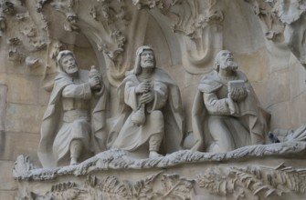 Detail of the Nativity façade of the Sagrada Familia, Holy Family Church of the Atonement, by