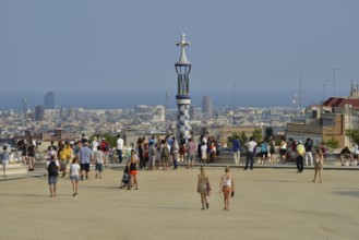 Viewing platform of Parc Güell, by architect Antoni Gaudí, UNESCO World Heritage Site, Barcelona,