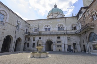 The courtyard of Palazzo Broletto, Brescia, Province of Brescia, Italy, Europe