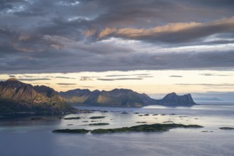 Fjord and mountains, Bergsfjord, Senja, Norway, Europe