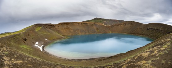 Volcanic crater with blue lake, volcanic lake, crater lake Viti at the central volcano Krafla,