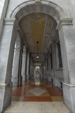 Arcade with fabulous tile floor of the Banca d'Ìtalia, Genoa. Italy