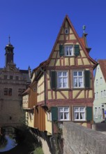 The Malerwinkelhaus with a view of the Main Gate on Breitbach, Marktbreit town, Litzingen district,