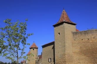 Part of the old town wall and towers, Mainbernheim, Lower Franconia, Germany, Europe