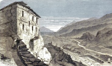 Col du Mont Cenis, view of a railway line of the Mont Cenis Railway, which was in operation from