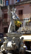 Fountain at the Cathedral Square in Amalfi, Campania, Italy, Europe