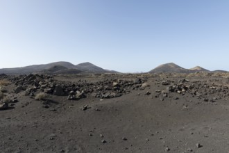 Mountain range with volcanoes in Timanfaya National Park, Lanzarote, Canary Islands, Spain, Europe