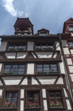 Historic half-timbered house with roof lift bay, Untere Krämergasse 18, Nuremberg, Middle