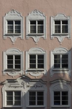 Listed rococo façade of the so-called Zorn House, Kempten, Allgäu, Bavaria, Germany, Europe