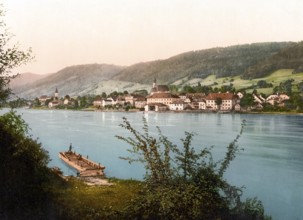 Engelhartszell on the Danube, Austria, c. 1890, Historic, digitally restored reproduction from a