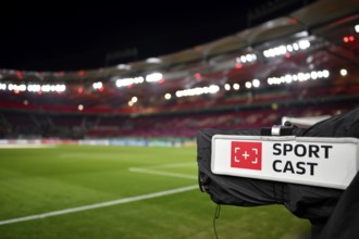 TV camera Logo SportCAST, DFB-Pokal, MHPArena, MHP Arena Stuttgart, Baden-Württemberg, Germany,