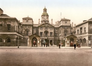 Palace of Whitehall, Horse guards, mounted guard, London, ca 1895, England, Historical, digitally