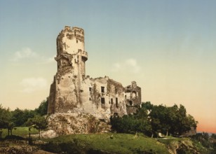 Tournoel Castle is the ruin of a Spornburg near Volvic in Auvergne, Clermont-Ferrand, France, c.