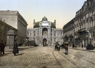 Rue Richelieu in Odessa, Russia, Ukraine, c. 1890, Historic, digitally enhanced reproduction of a