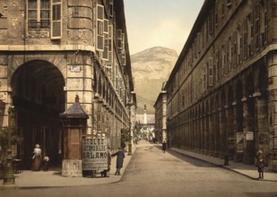 Rue de Boigne in Chambery, a town in the Auvergne-Rhone-Alpes region of France, c. 1890, Historic,