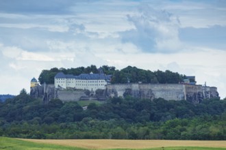 Rain clouds over Königstein Fortress in Saxon Switzerland