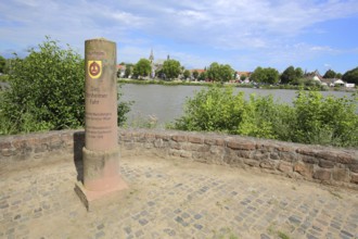 Flörsheimer Fahr on the banks of the Main in the RhineMain Regional Park and memorial to historic