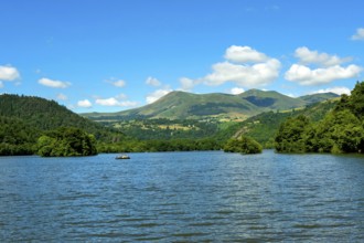 Lake Chambon. Puy de Dome department. Auvergne Volcanoes National Park. Auvergne Rhone Alpes.