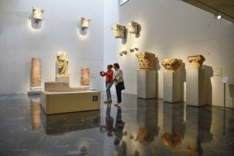 Visitors at the Museo del Teatro Romano, museum at the Roman amphitheatre, Cartagena, Murcia