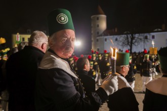 Miners pay their respects on the Schlossplatz