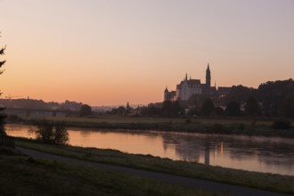 Meissen Castle Hill with Bishop's Palace, Albrechtsburg Castle and Cathedral on the Elbe in the