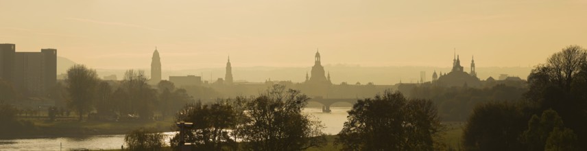 Dresden silhouette seen from the Waldschlösschen Bridge