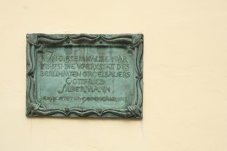 Commemorative plaque to organ builder Gottfried Silbermann, Silbermann House, Tourist Office,