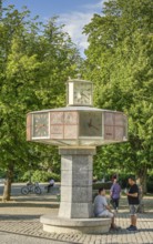 World Time Clock, Karlsplatz, Bernburg, Salzlandkreis, Saxony-Anhalt, Germany, Europe