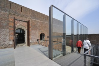 Tourists at the entrance of Fort Napoleon in Ostend, Belgium, Europe