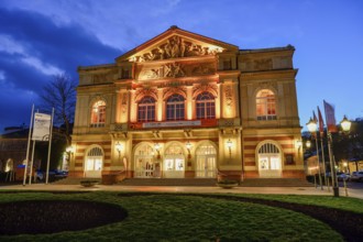 Theatre, blue hour, blue hour, Baden-Baden, Black Forest, Baden-Württemberg, Germany, Europe