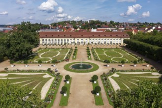 Aerial view, Margravial Court Garden Ansbach with orangery, built 1726-1744, Baroque, park, garden,