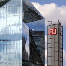 Cube Berlin and DB Logo, Washingtonplatz, Berlin, Germany, Europe