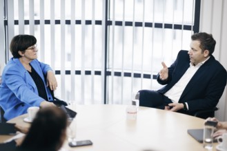 Lars Klingbeil und Saskia Esken, Bundesvorsitzende der SPD, aufgenommen im Rahmen eines Interview