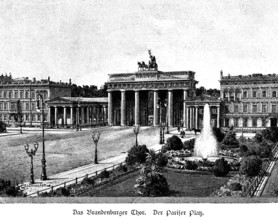 Brandenburg Gate and Pariser Platz, Berlin, quadriga, quadripartite, Doric columns, goddess of