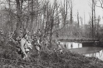 Infantry section guarding a railway line, 1917, Hauts de France, France, Europe