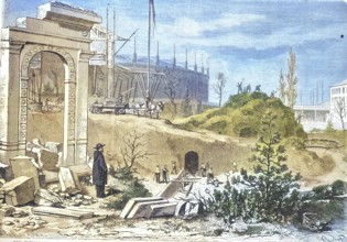 The demolition work on the Field of Mars after the Universal Exhibition of 1867, state 1869, Paris,