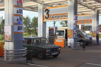 Modern petrol station, petrol pumps, Kiev, Ukraine, Europe