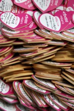 Heart shaped wish boards with characters, heart-shaped, Kasuga Taisha, Kasuga shrine, Nara, Japan,