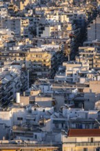 View over houses of Athens in the evening light, Athens, Attica, Greece, Europe