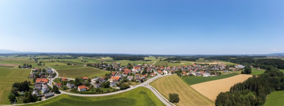 Drone image, village of Leobendorf near Abtsdorfer See, municipality of Saaldorf-Surheim,