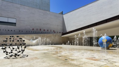 Water features in front of Science Museum, Parque das Nações district, Parque das Nacoes, Park of