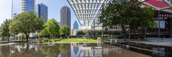 Dallas Performing Arts Center Theatre Building Panorama in Texas Dallas, USA, North America