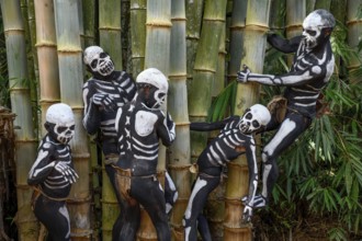 Natives with skeleton painting, Omo Bugamo tribe or skeleton people, Mount Hagen Festival in the