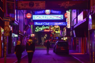 Illuminated sign at the Große Freiheit, Reeperbahn, St. Pauli, Hamburg, Germany, Europe