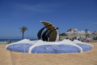 Octopus monument at the promenade of Peñíscola, province of Castellón, Costa del Azahar, region of